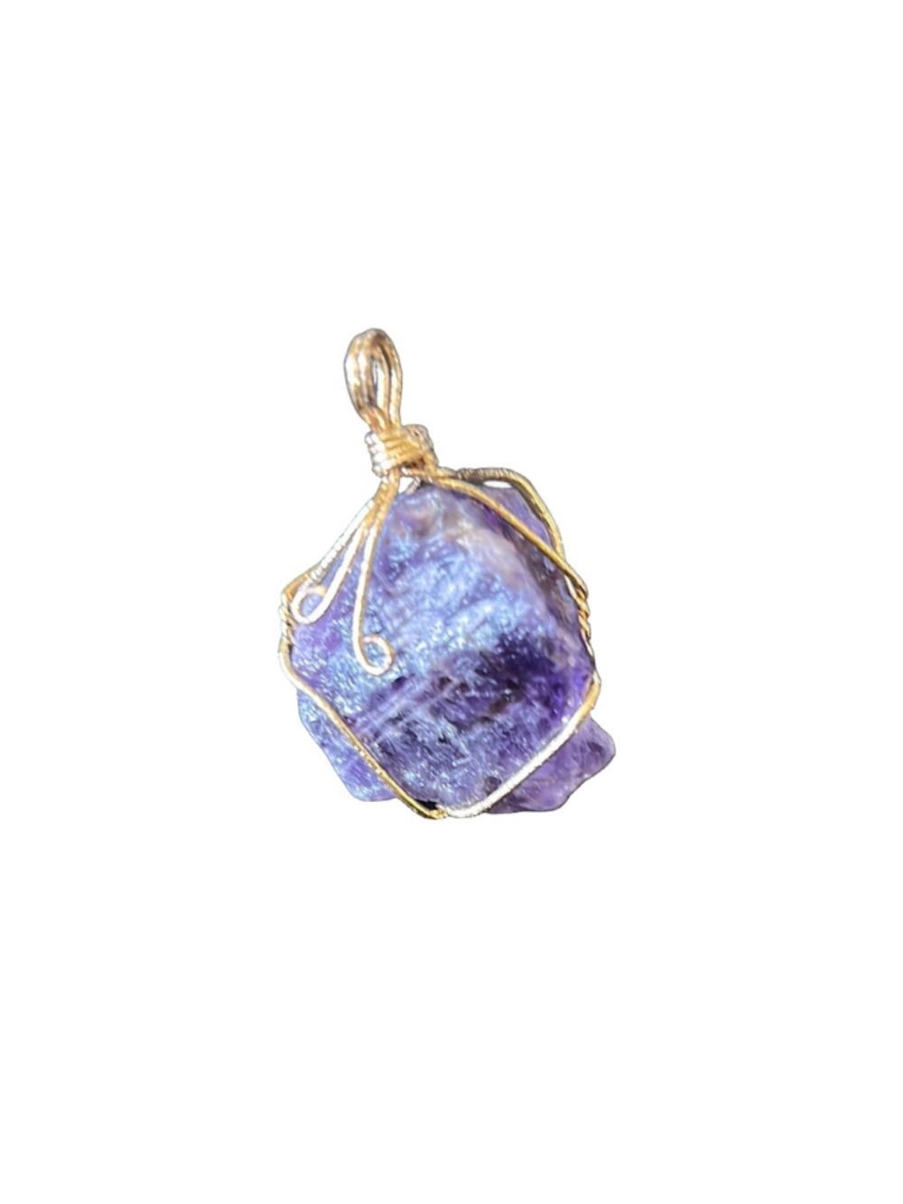 Amethyst Stone Wire Wrapped Pendant Purple
